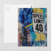 Speed Limit is 40 mixed media collage ポストカード (正面/裏面)