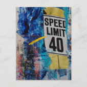 Speed Limit is 40 mixed media collage ポストカード (正面)