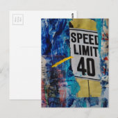 Speed Limit mixed media collage ポストカード (正面/裏面)