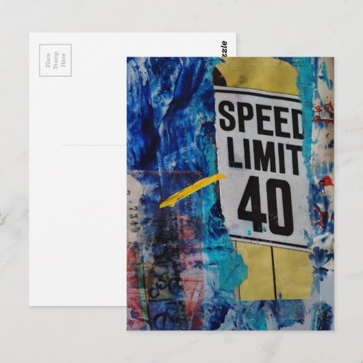 Speed Limit mixed media collage ポストカード (正面/裏面)
