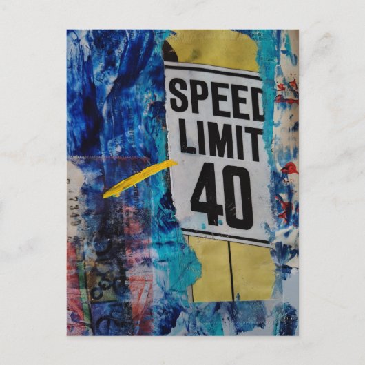 Speed Limit mixed media collage ポストカード (正面)