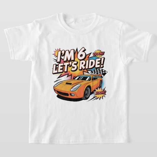 Speed Racer 6th Birthday Gift for Kids Who Lovecar Tシャツ (レイダウン)