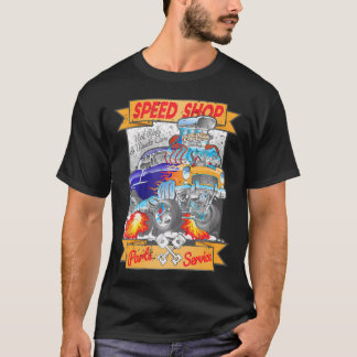 Speed Shop 改造 Muscle Car Cartoon Tシャツ