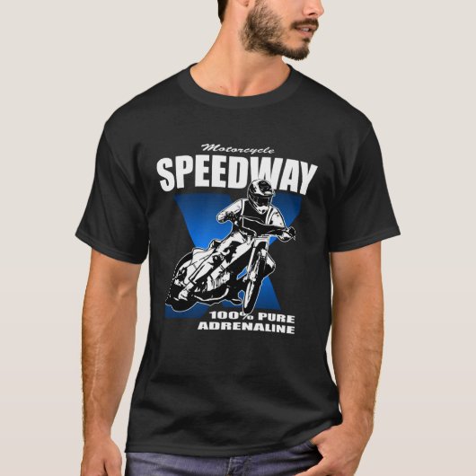 Speedway railway sport motorcycle racing driver tシャツ (正面)