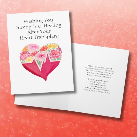 Speedy Recovery from Heart Transplant Heart Flower カード