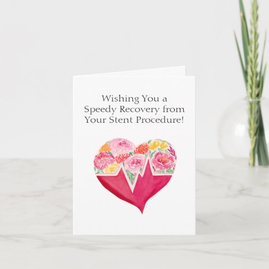 Speedy Recovery from Stent Procedure Heart Flowers カード (正面)