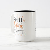 Spell Before Coffee Funny Witchy Brew Stars & Bean ツートーンマグカップ (正面左)