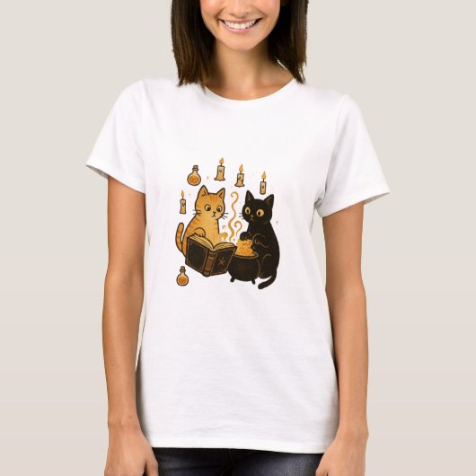 Spellbook & Cauldron Cats Tシャツ (正面)