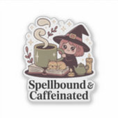 Spellbound & Caffeinated — Cozy Witch Tea シール (正面)