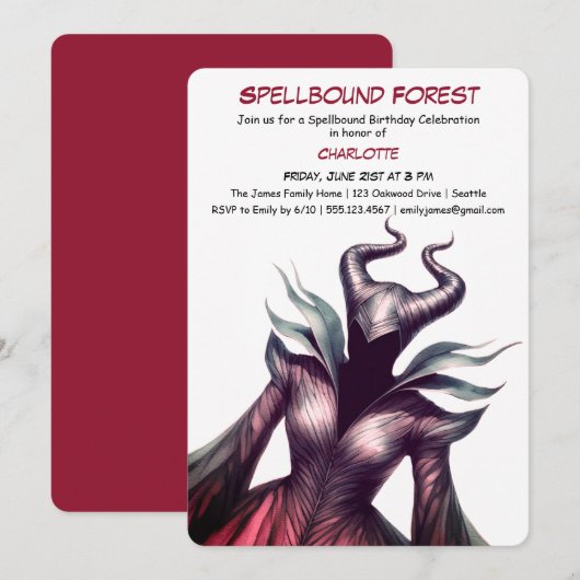 Spellbound Forest – ダークフェアリーの誕生日パーティー 招待状 (正面/裏面)