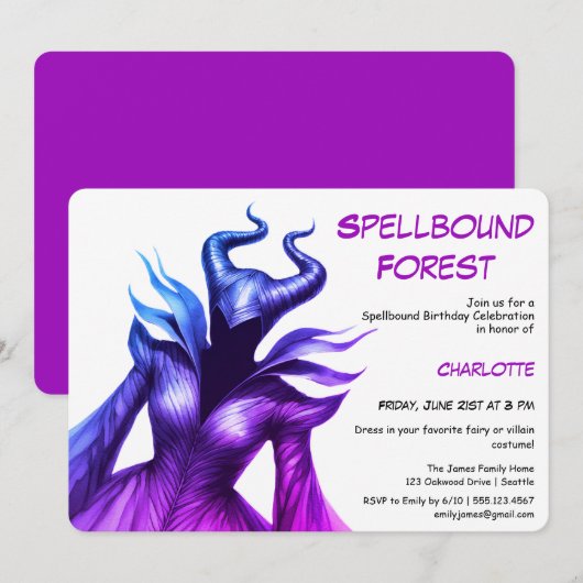 Spellbound Forest – ダークフェアリーの誕生日パーティー 招待状 (正面/裏面)