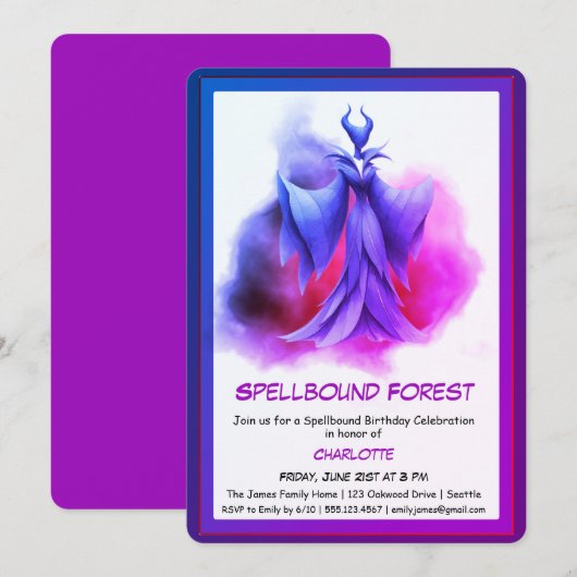 Spellbound Forest – ダークフェアリーの誕生日パーティー 招待状 (正面/裏面)