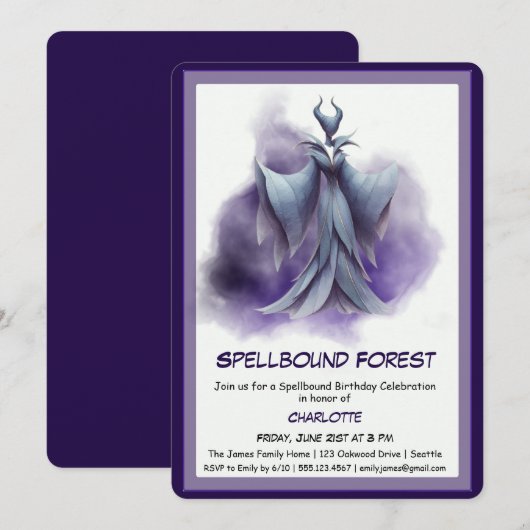 Spellbound Forest – ダークフェアリーの誕生日パーティー 招待状 (正面/裏面)