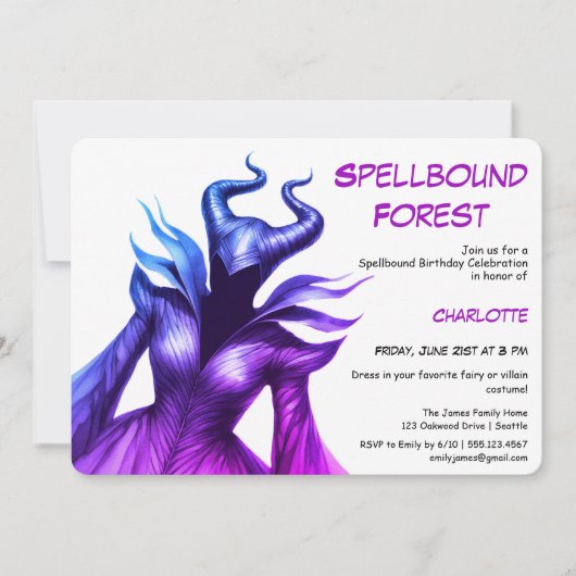 Spellbound Forest – Dark Fairy Birthday Party  招待状 (正面)