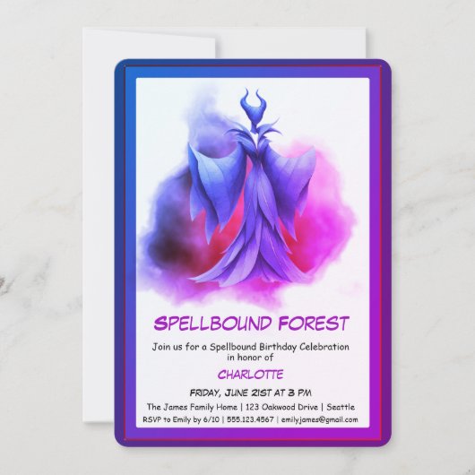 Spellbound Forest – Dark Fairy Birthday Party  招待状 (正面)
