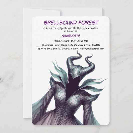 Spellbound Forest – Dark Fairy Birthday Party  招待状 (正面)