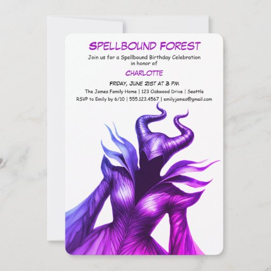 Spellbound Forest – Dark Fairy Birthday Party 招待状 (正面)