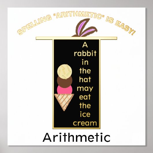 Spelling Arithmetic Magic Hat Rabbit Ears 箔ポスター (正面)