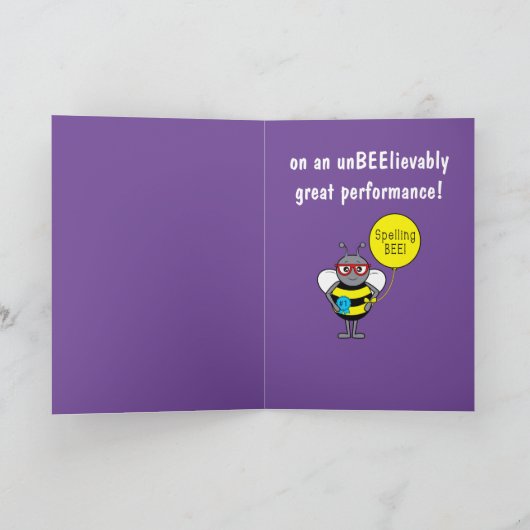 Spelling Beeおめでとう カード (内部)