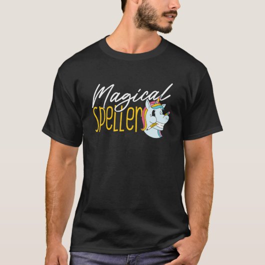Spelling Bee Champion Girls School Unicorn Spellin Tシャツ (正面)