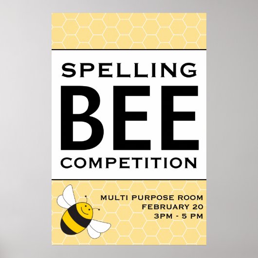 Spelling Bee Competition Announcement Poster 24x36 ポスター (正面)