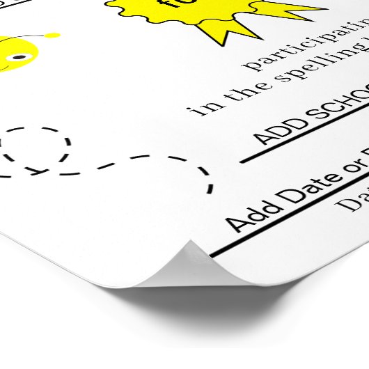 Spelling Bee Participant 子供へ Certificate ポスター (角)