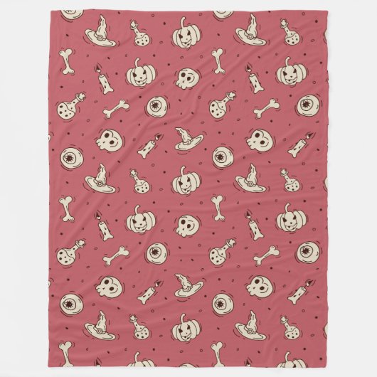 Spells & Skeletons Halloween Fleece Blanket フリースブランケット (正面)