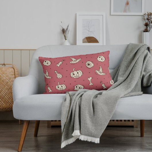 Spells & Skeletons Halloween Throw Pillow ランバークッション