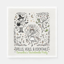 Spells, Veils, and Cocktails バチェラー・パーティー スタンダードランチョンナプキン