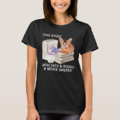 Spend Time With Books And Orange Cat Nerd Kitten B Tシャツ (正面)