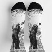 Sperm Whale Breaching, Vintage Marine Life Animals ソックス (上部)