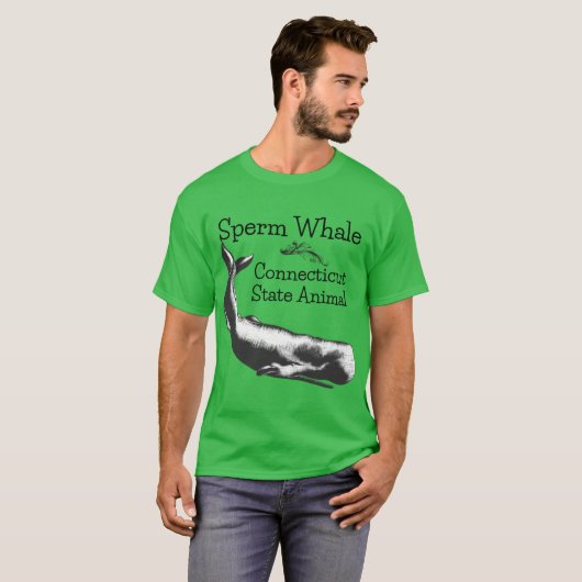 Sperm Whale Connecticut State Animal Line Drawing  Tシャツ (正面フル)