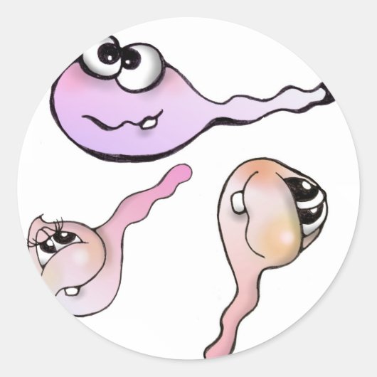 Spermien, sperm, aufkleber, kaulquappen, sticker ラウンドシール (正面)