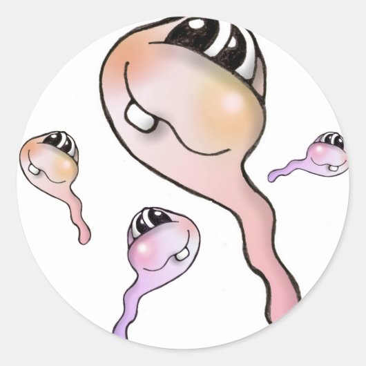 Spermien, sperm, aufkleber, kaulquappen, sticker, ラウンドシール (正面)