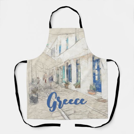 Spetses Greece Apron – Traditional Greek Island エプロン (正面)