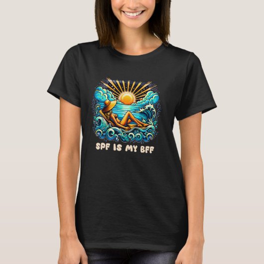 SPFは私のBFF日焼け止め、日焼け、夏の太陽 Tシャツ (正面)