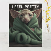 SPHINX CAT FUNNY BIRTHDAY GREETING CARD カード (黄色い花)