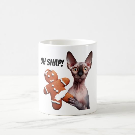 Sphynxおもしろい猫ジンジャーブレッドCookie Oh Snap コーヒーマグカップ (中央)
