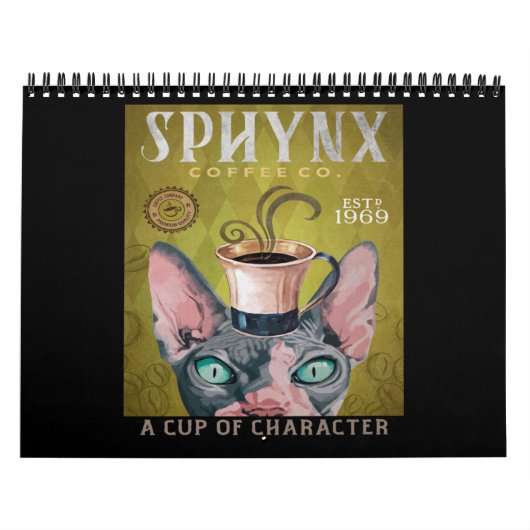 Sphynxおもしろい Cat Coffee Co. Aキャラクター カレンダー (カバー)