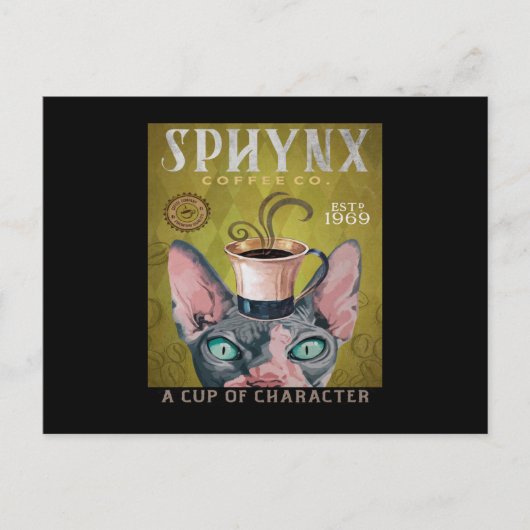 Sphynxおもしろい Cat Coffee Co. Aキャラクター ポストカード (正面)