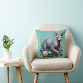 Sphynxかわいらし Cat & Flowers クッション