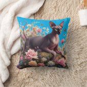 Sphynxかわいらし Cat & Flowers クッション (ブランケット)