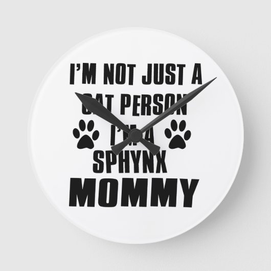 Sphynxのワイシャツ猫のデザイン ラウンド壁時計 (正面)