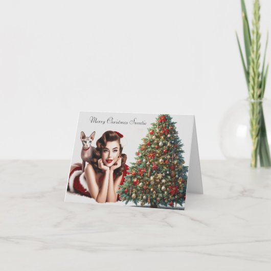 Sphynxキャットアダルトクリスマスカード カード (正面)