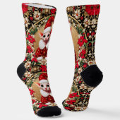 Sphynxキャットサンタ小妖精や小人クリスマスクルーソックス ソックス (傾斜あり)