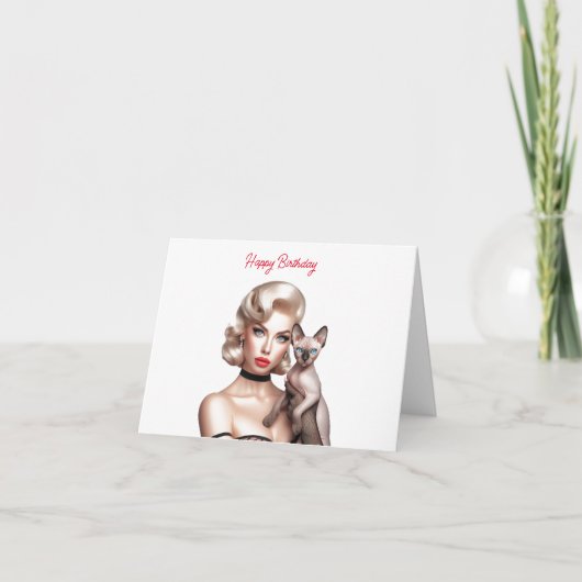 Sphynxネコ誕生日カード カード (正面)