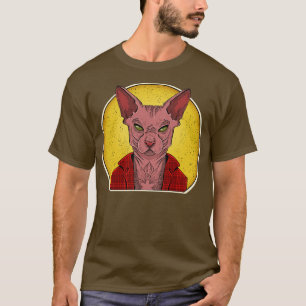 SphynxヘアレスキャットタトゥーヴィンテージスフィンクスクールSas Tシャツ