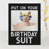 SPHYNXヘアレス猫誕生日グリーティングカード カード (黄色い花)