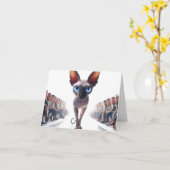 Sphynx任意の大事な行事グリーティングカード カード (黄色い花)