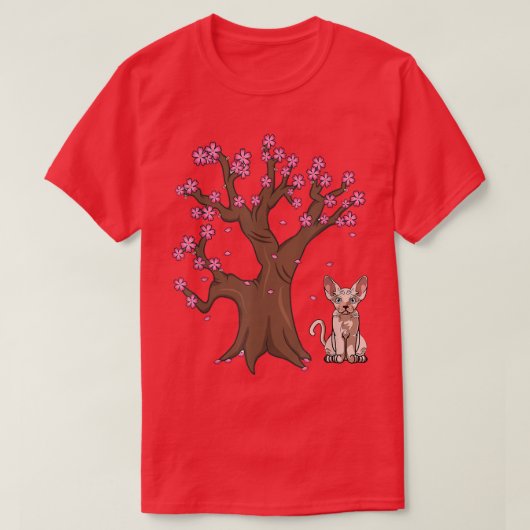 Sphynx日本の猫ママさくらんぼブロッサム Tシャツ (デザイン正面)